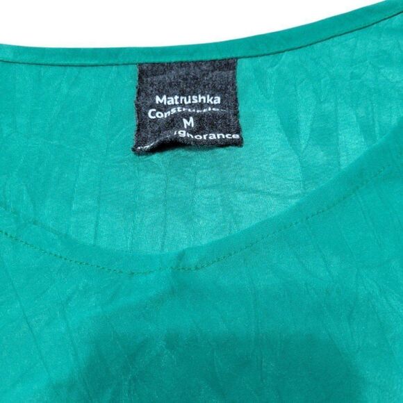 Matrushka Construction Dress Size Medium Handmade Shift Dress 3/4 Sleeves Ruffle - Picture 5 of 5